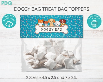 Doggy Bag Treat Bag Topper, Paw-ty Favor Tag, Paw-ty Thank You Tag, Puppy Party Favor Tag, Doggy Bag Printable, Dog Birthday Party Tag