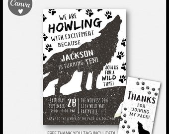 Wolf Birthday Invitation Instant Download, Wolf Invitation Printable, Wild One Boy Invite, Boy Wolf Invitation, Wolf Boy Invite Template