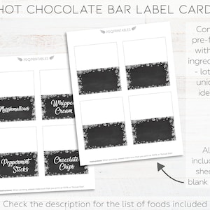 Hot Chocolate Bar Sign & Hot Chocolate Bar Label Tent Cards, Hot Chocolate Bar Printable Kit, Hot Chocolate Party, Hot Cocoa Bar Snowflake image 3