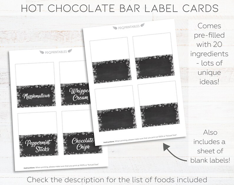 Hot Chocolate Bar Sign & Hot Chocolate Bar Label Tent Cards, Hot Chocolate Bar Printable Kit, Hot Chocolate Party, Hot Cocoa Bar Snowflake image 3