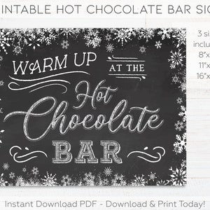 Hot Chocolate Bar Sign & Hot Chocolate Bar Label Tent Cards, Hot Chocolate Bar Printable Kit, Hot Chocolate Party, Hot Cocoa Bar Snowflake image 2