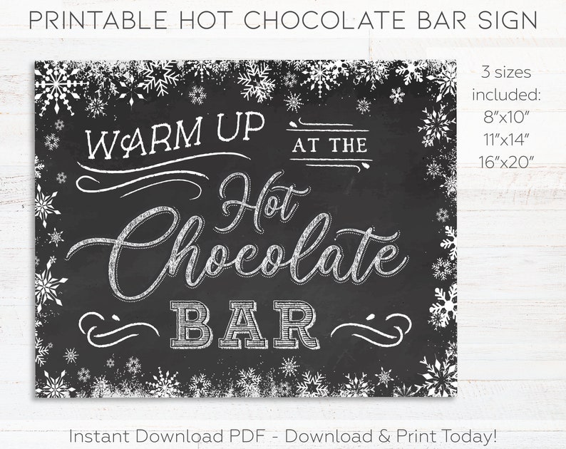 Hot Chocolate Bar Sign & Hot Chocolate Bar Label Tent Cards, Hot Chocolate Bar Printable Kit, Hot Chocolate Party, Hot Cocoa Bar Snowflake image 2