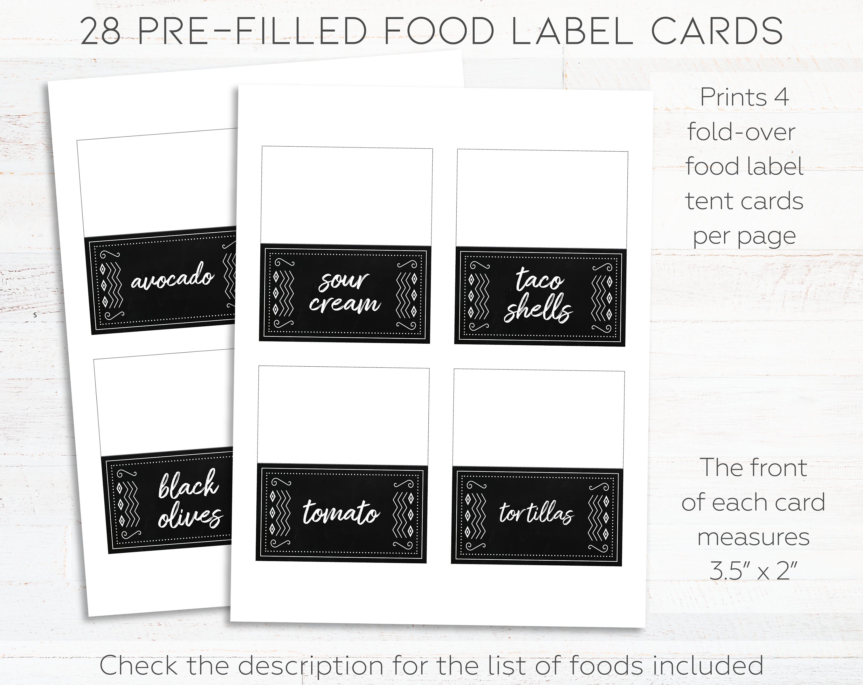 Taco Bar Sign &amp; Taco Bar Label Tent Cards Taco Bar Printable - Etsy