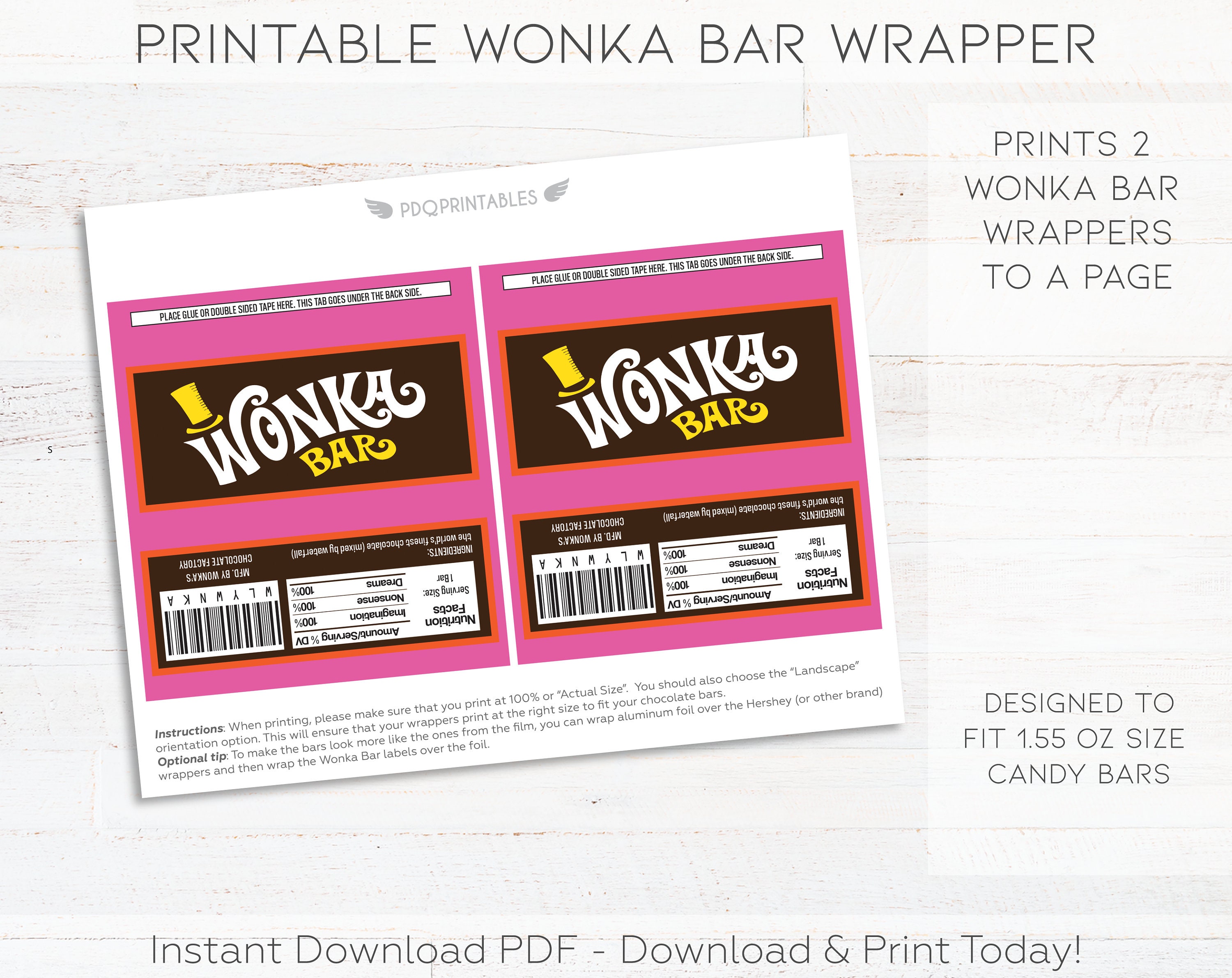 Wonka Bar Printable Wrapper - Printable Templates