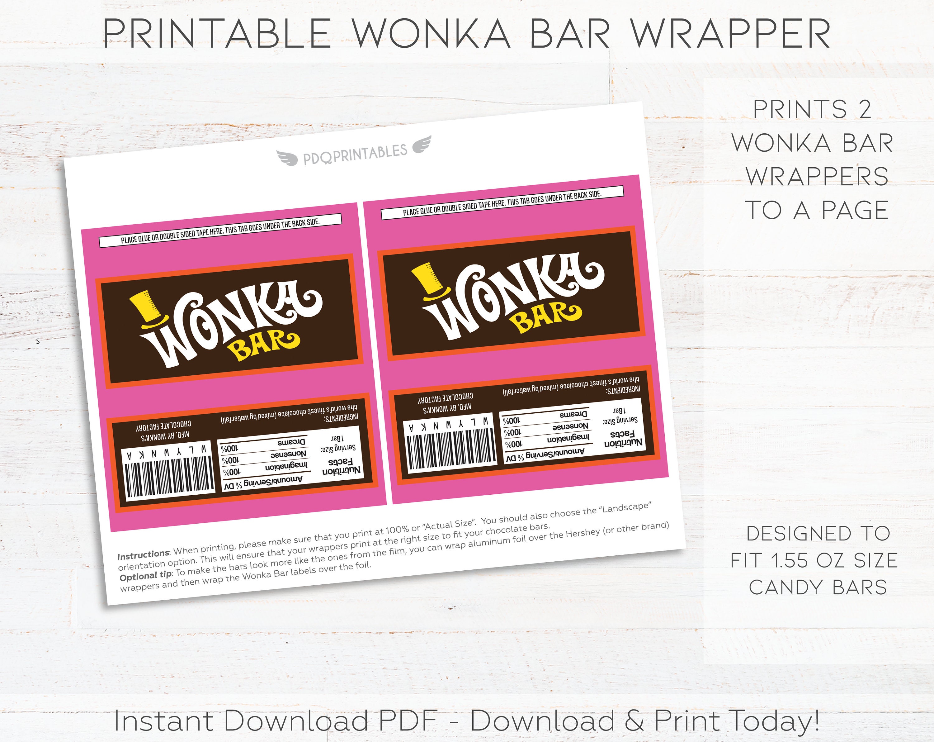 Willy Wonka Bar Wrapper