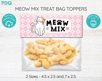 Kitty Treat Bag Topper, Cat Paw-ty Favor Tag, Kitty Thank You Tag, Cat Party Favor Tag, Cat Party Food, Cat Birthday Decor, Cat Party Treat