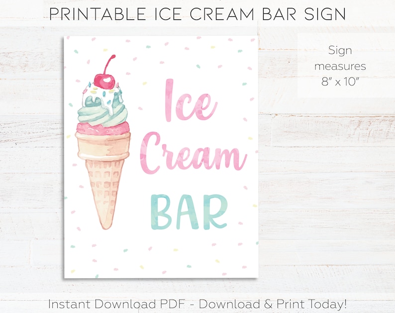 Ice Cream Bar Sign Printable Ice Cream Sign Instant Download - Etsy