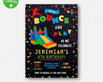 Bounce House Birthday Invitation Instant Download, Bounce House Invitation Printable, Boy Bounce House Party Bouncy Castle Editable Template