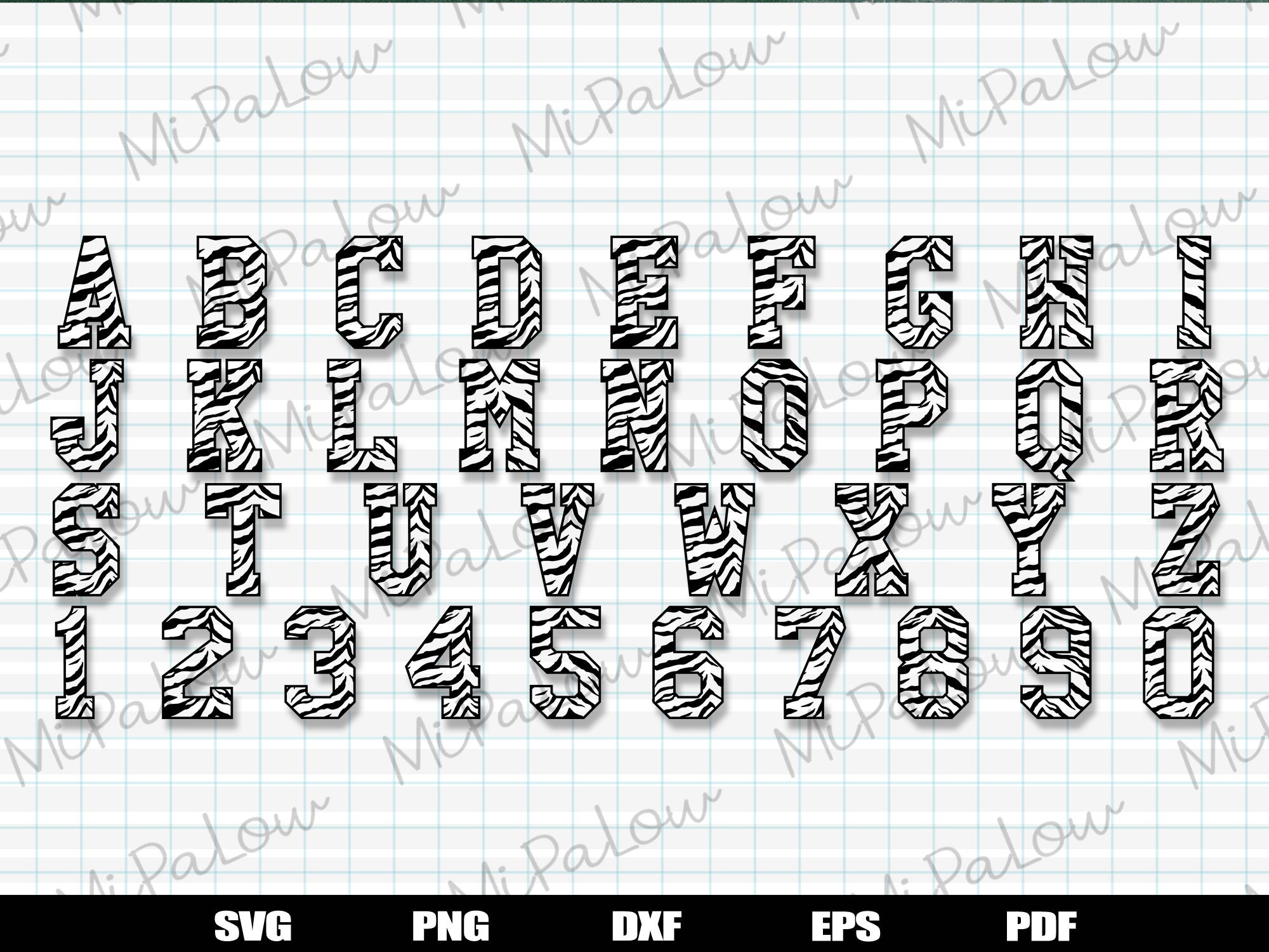 Zebra Font SVG Zebra Alphabet Zebra Pattern Patterned Etsy