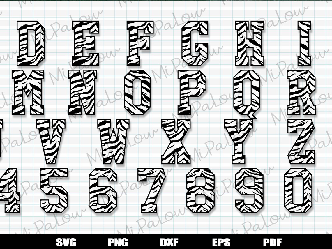 Zebra Font SVG zebra alphabet zebra pattern patterned Etsy