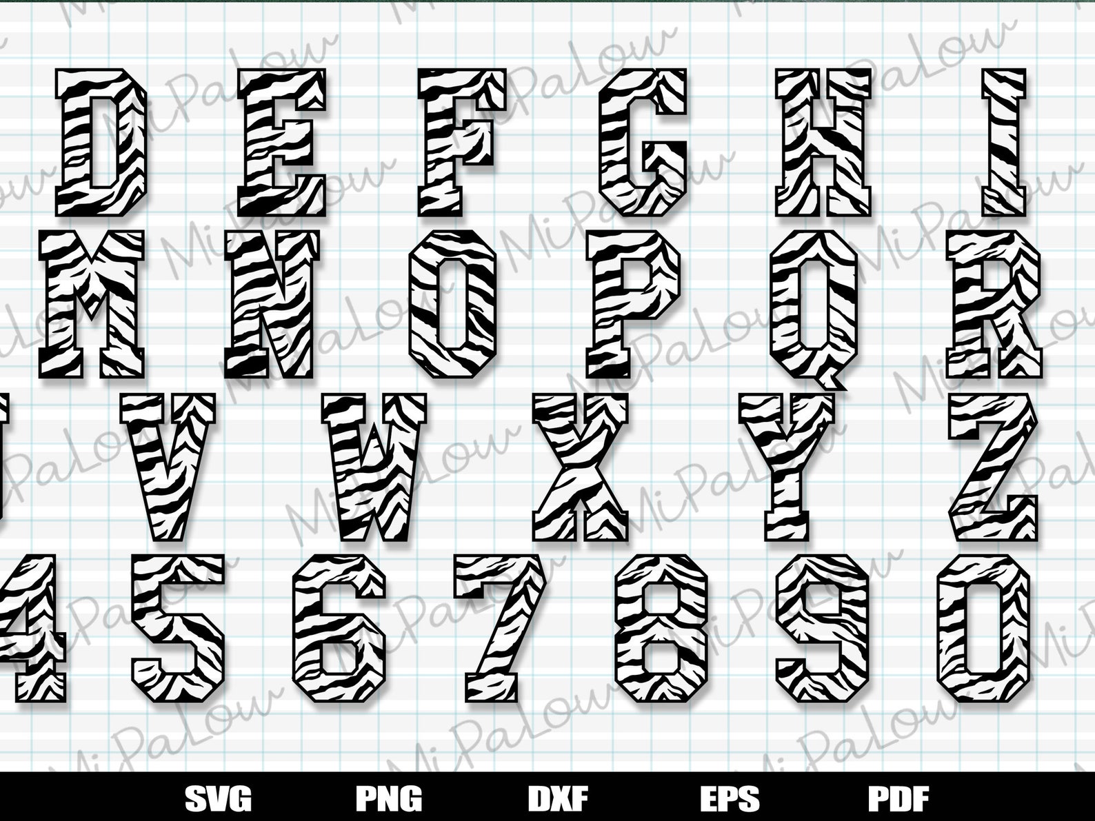 Zebra Font SVG Zebra Alphabet Zebra Pattern Patterned Etsy Ireland