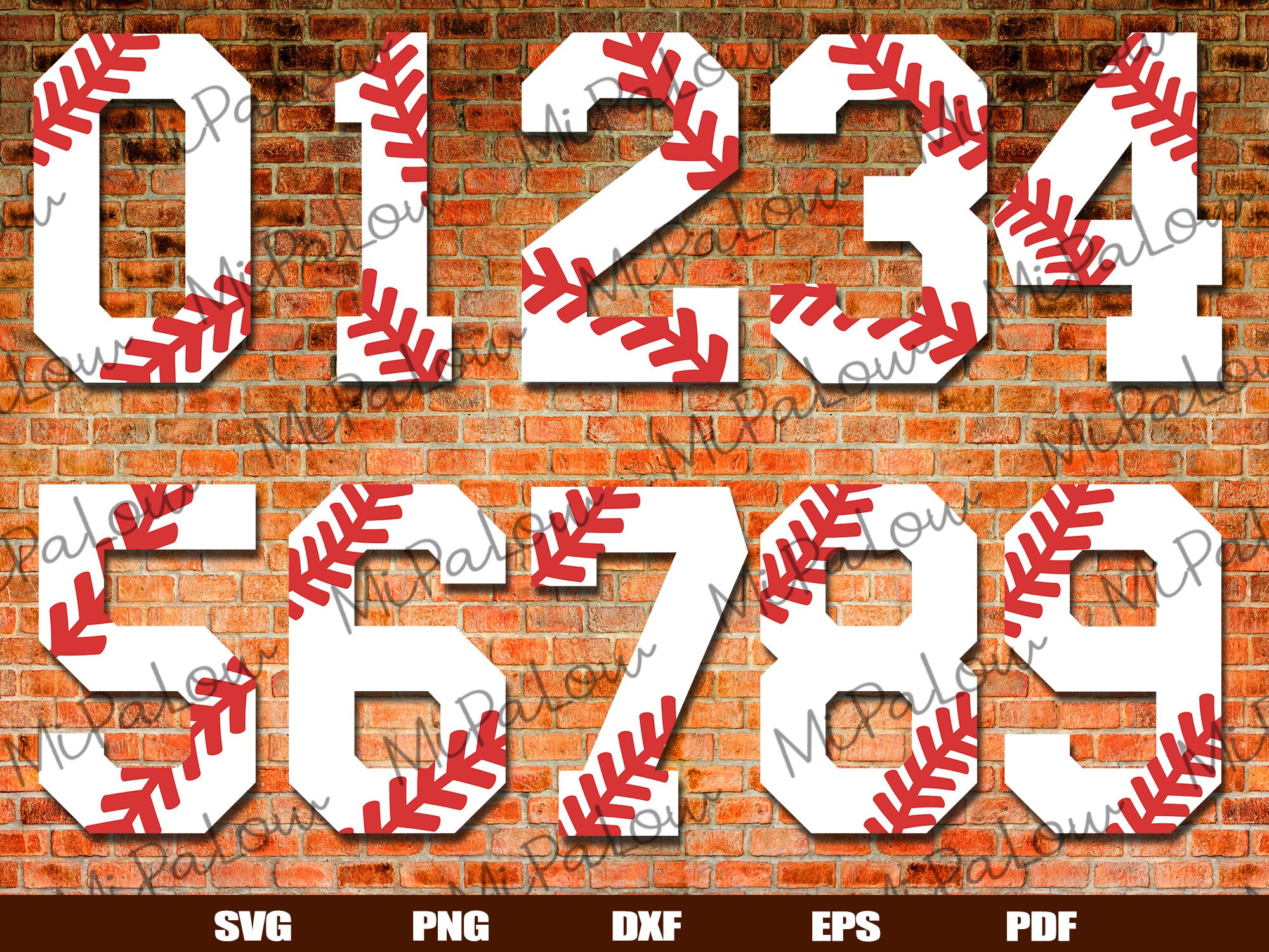Baseball Numbers With Stitches Svg Baseball Numbers With Etsy