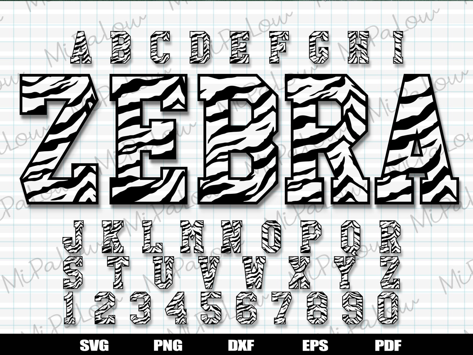 Zebra Font SVG zebra alphabet zebra pattern patterned Etsy