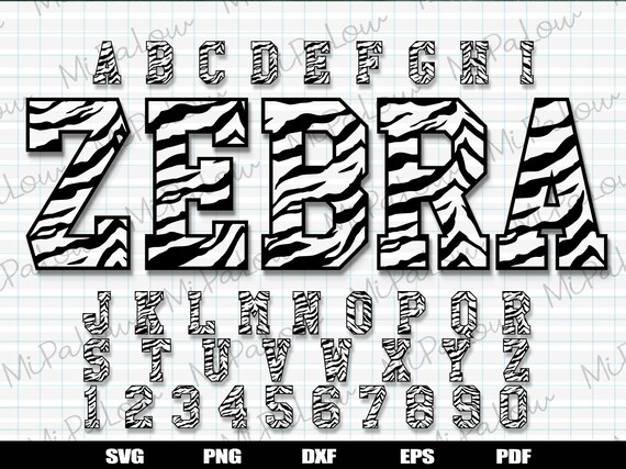 Zebra Font Svg Zebra Alphabet Zebra Pattern Patterned Etsy
