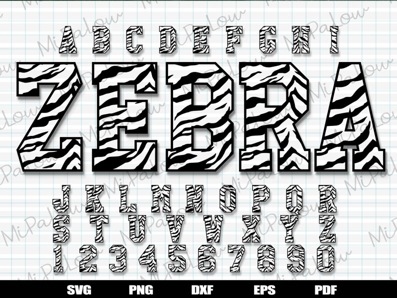 Zebra Font SVG Zebra Alphabet Zebra Pattern Patterned Etsy