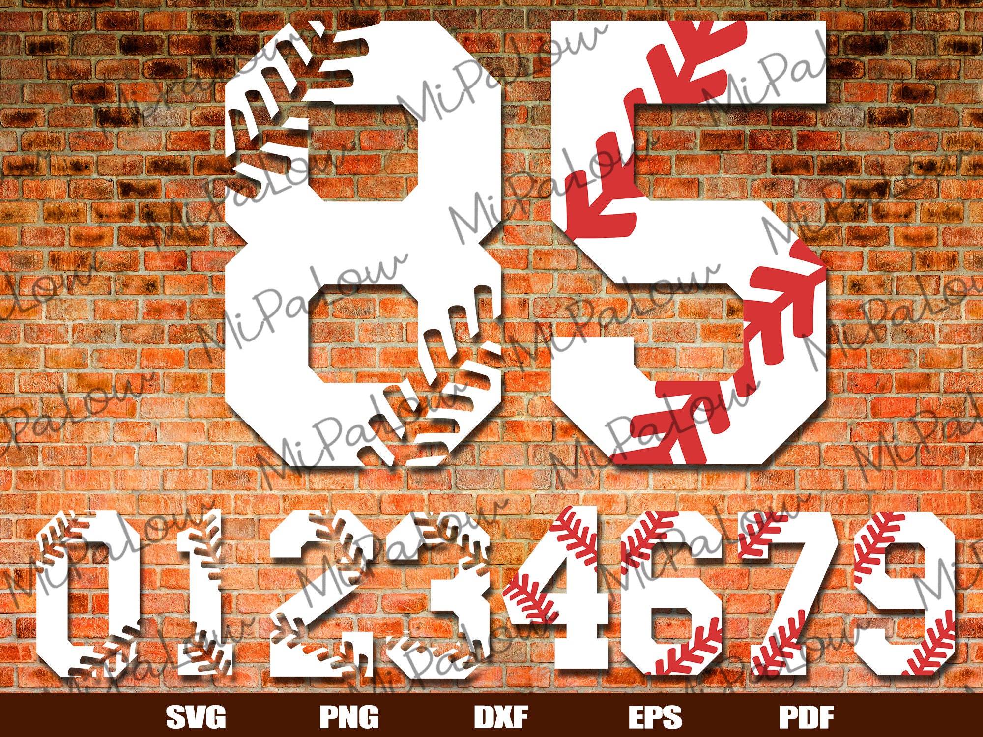 Baseball Numbers With Stitches Svg Baseball Numbers With Etsy