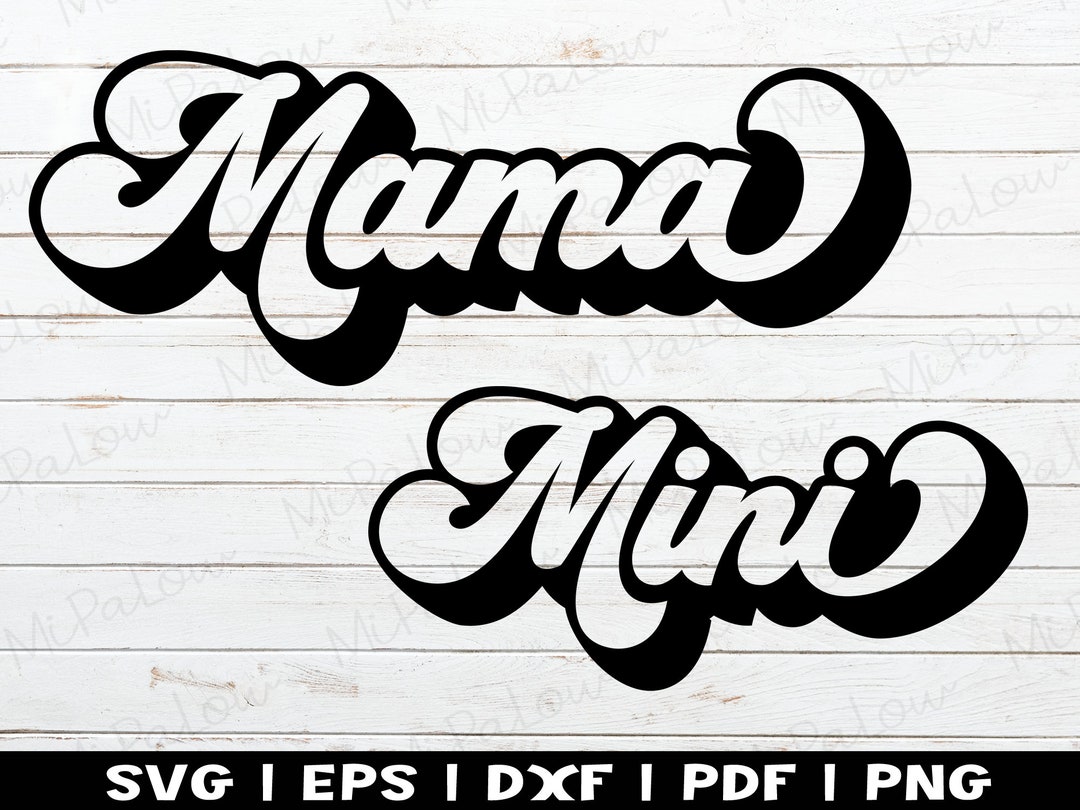 Mama And Mini Retro Heart Svg For Cricut Sublimation Files