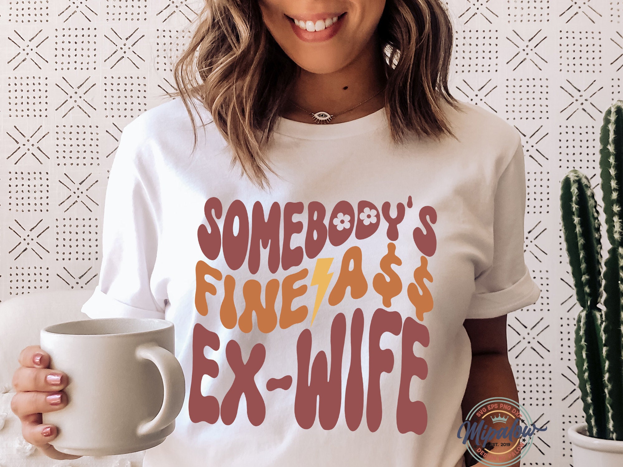 MEKOTSK Funny 'Somebody's Fine Ass Ex-Wife' T-Shirt - Women's Graphic Tee, Purple, XX-Large