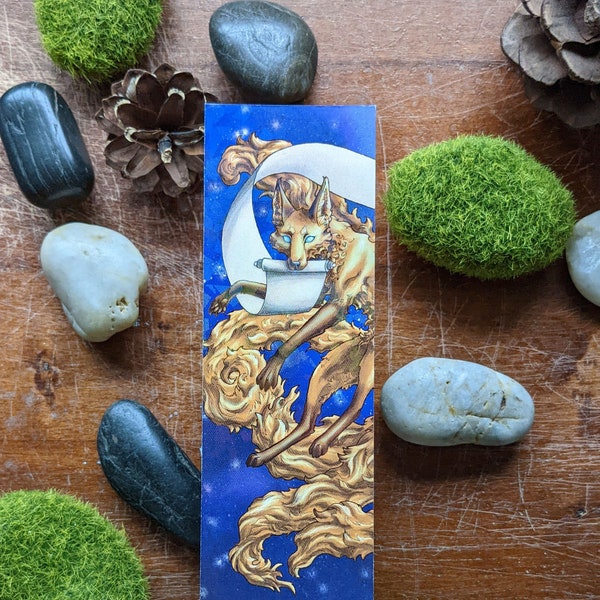 Cosmic Kitsune 2" x 6" Bookmark / Fantasy Gift / Nine-Tailed Fox / Book Nerd / Book Swag / Mythology