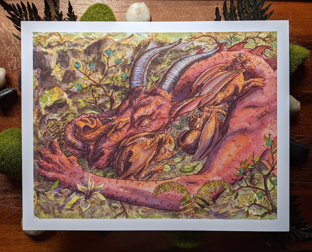 Napping Dragons 11 X 14 Art Print / Calm Scene / Fantasy - Etsy