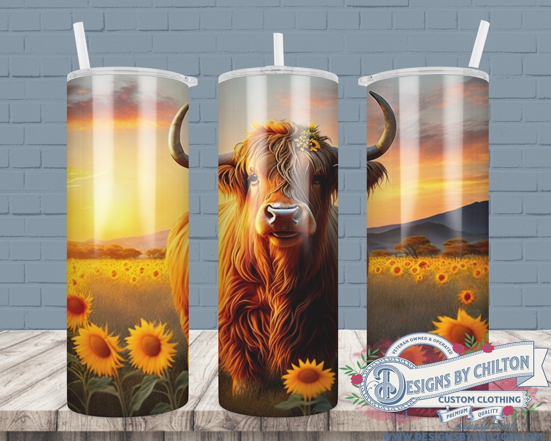 Highland Cow 20 Oz Skinny Tumbler Sublimation Design Digital Download ...