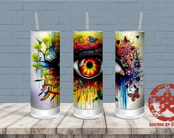 20 oz Bluetooth Eye with Birds & Butterflies Tumbler