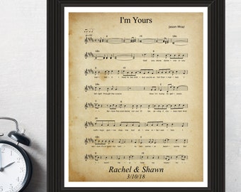 Your Wedding Song, Custom Sheet Music Wall Art, Anniversary Gift, Gift for Men, Husband Anniversary