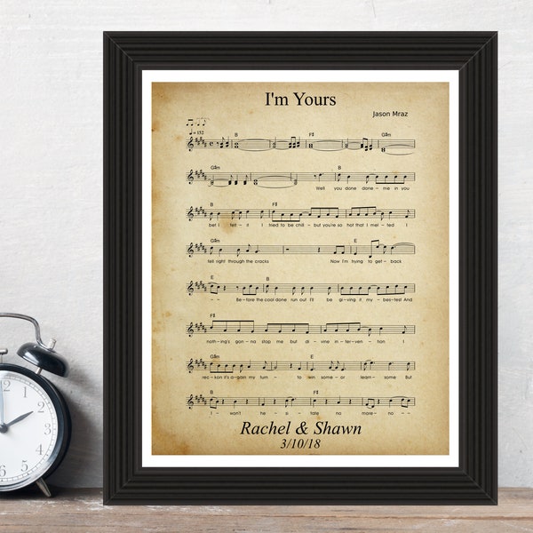 Your Wedding Song, Custom Sheet Music Wall Art, Anniversary Gift, Gift for Men, Husband Anniversary