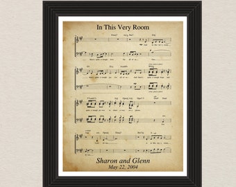 Personalized 1st Anniversary Gift, Sheet Music Wall Art, Your Wedding Song, Custom Sheet Music Wall Print, In This Very Room, Musical Decor