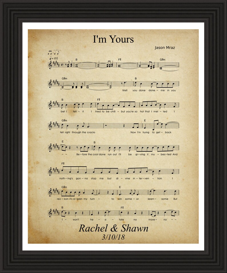 Your Wedding Song Custom Sheet Music Wall Art Anniversary Etsy
