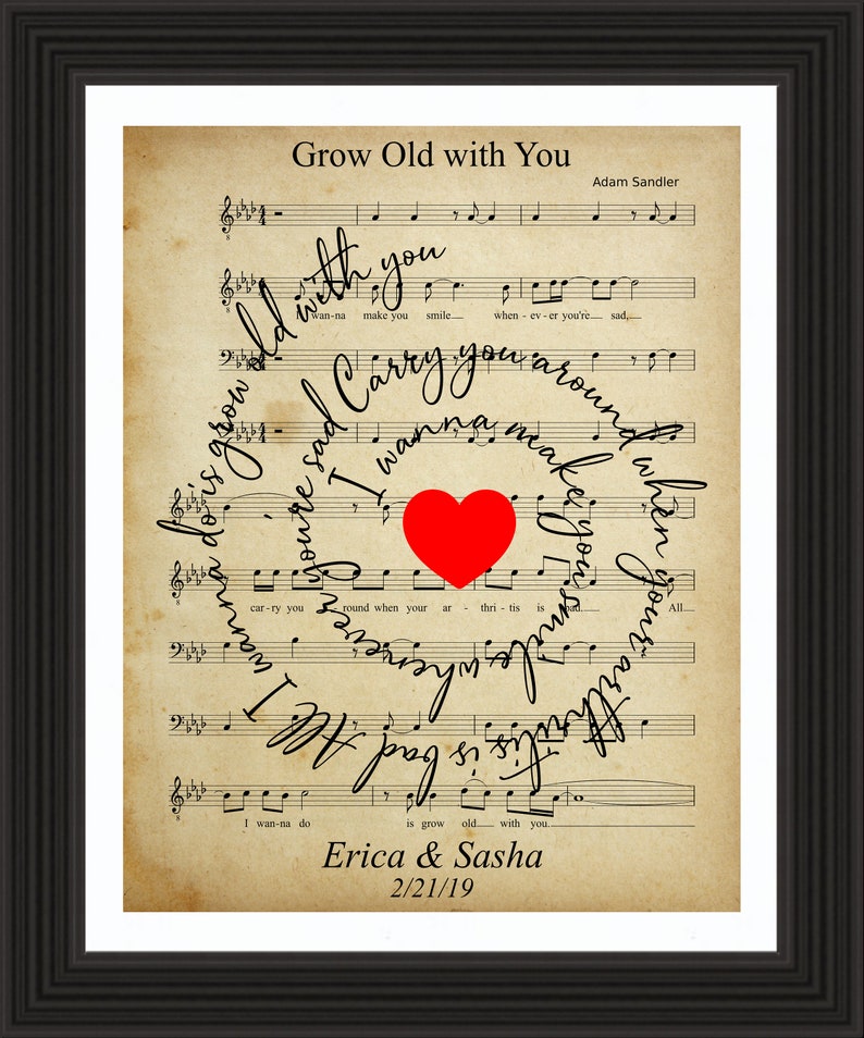Your Wedding Song Lyrics Grow Old With You Sheet Music Song Etsy