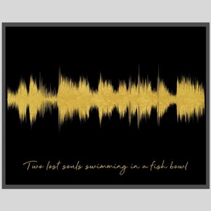 Pink Floyd Song Poster, Wish You Were Here, Custom Sound Wave Art, Classic Rock Song