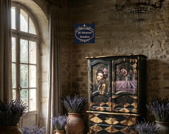 High-End Elegant Vintage Louis XV French Provincial Armoire / Door Chest -  Hand-Painted and Decoupaged