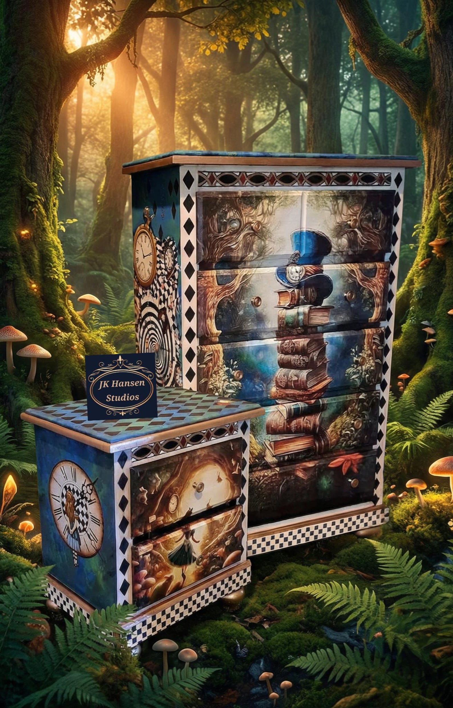 Alice in Wonderland Whimsical Theme Custom Furniture Collection – Hand-Painted