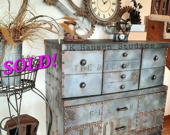 SOLD!! Industrial Style Steampunk Chest of Drawers / Steampunk Dresser / Sideboard