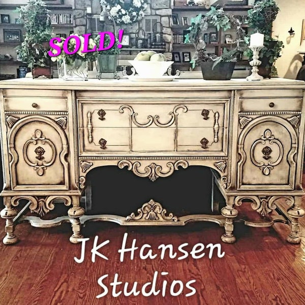 SOLD!!  100 Year Old Jacobean Buffet, Sideboard, French Country Buffet