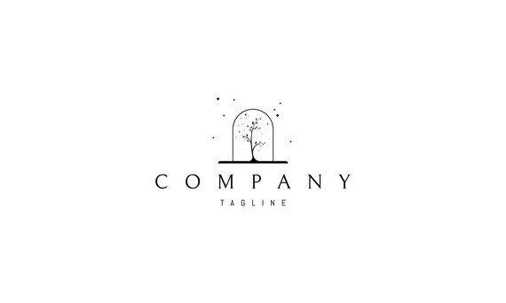 tree under dome vector logo instant download full vectors etsy etsy