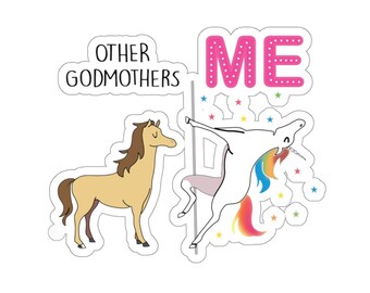 Godmother Sticker Gift, Godmother Funny Gift for Mothers Day Unicorn Godmother, Godmother Me Sticker