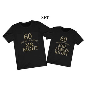 60th Anniversary Couple T Shirts Gift  Unusual 60th Anniversary Gift, 60th Anniversary Party, 60th Wedding Anniversary, Parents Anniversary