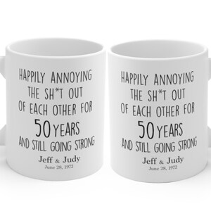 50th Anniversary Gift, Customize Wedding Mug, Gold Anniversary, Parent&#39;s Anniversary, Unusual 50th Anniversary Gift for Parents