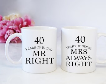 40th Anniversary Gift, Gift for 40th Anniversary Couple  40th Anniversary Gift for Parents, 40th Wedding Anniversary,  Anniversary Mug
