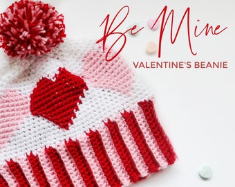 Patrón de gorro de crochet con forma de corazón