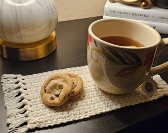 Patrón de tapete de taza de crochet para principiantes: mini mantel individual fácil en PDF para regalos hechos a mano