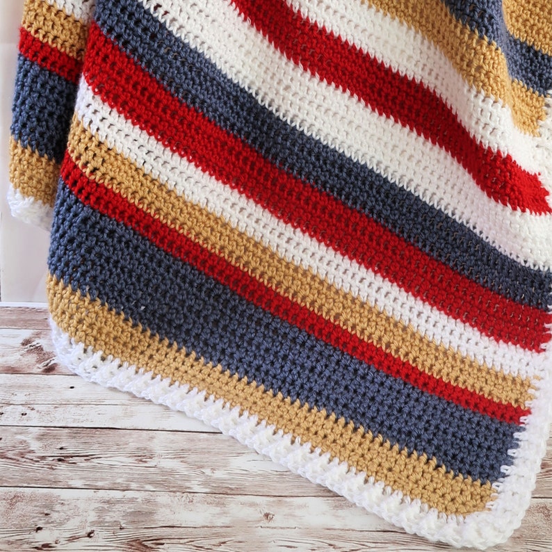 Crochet Striped Baby Blanket Pattern Extended Single Crochet Etsy