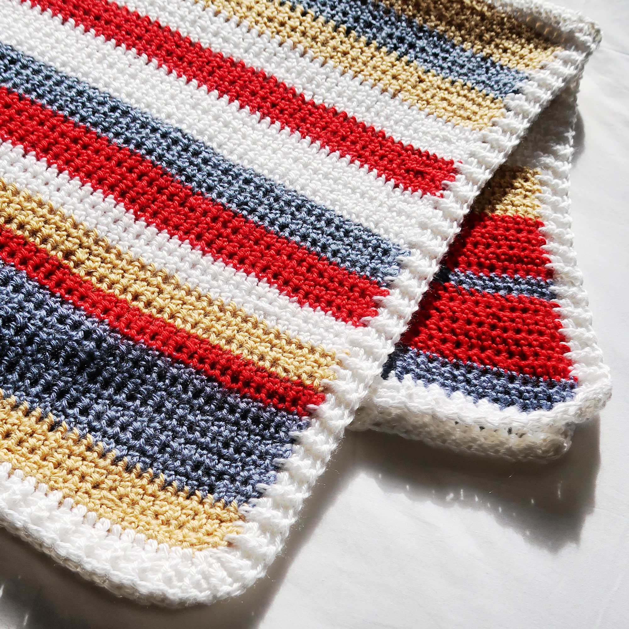 Crochet Striped Baby Blanket Pattern Extended Single Crochet Etsy