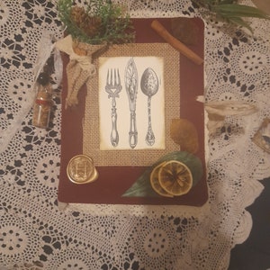 Cooking recipe notebook book, Grimoire, Junk journal Cooking theme, recipes, vintage grandmother, cookbook, book