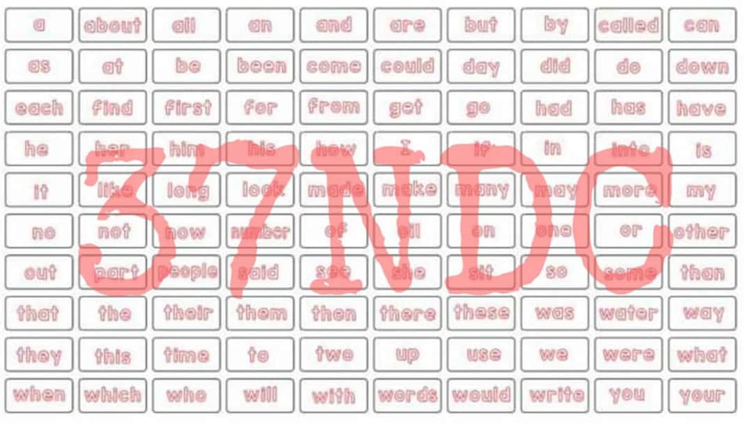 FRY Sight Word List First 400 Words Plus Blank Template - Etsy