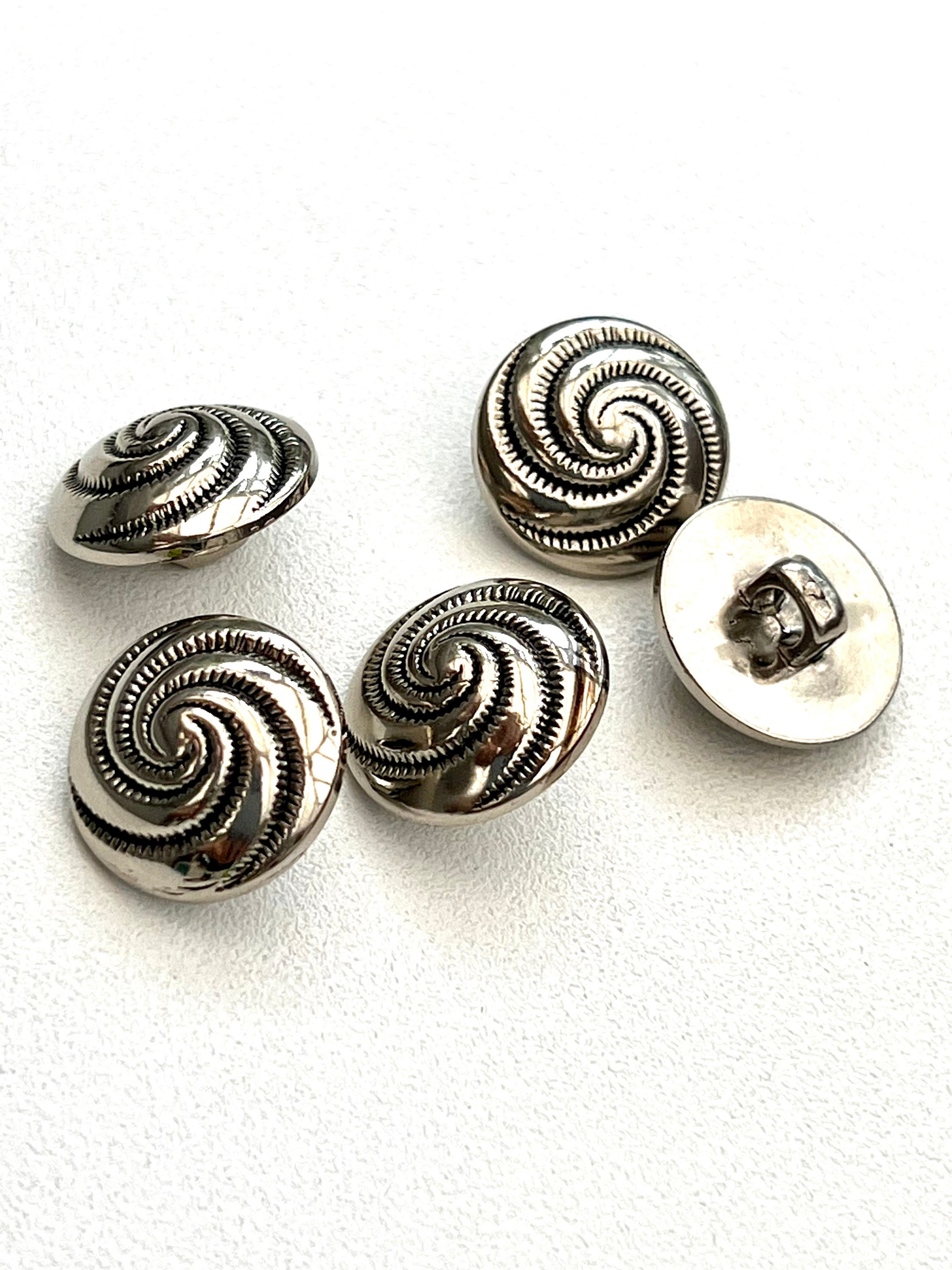 Plastic Shell Button 6 X 20mm (approx) Silver Shell Shank Plastic Buttons. Vintage Retro ...