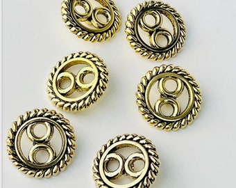 6 x large gold coloured shank buttons. 33mm Vintage retro style. Blazer coat jacket buttons. R40