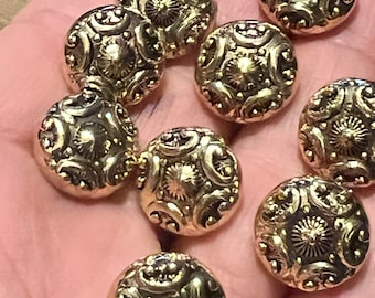 10 x 14mm (approx) gold Vintage style buttons dress blouse craft R131